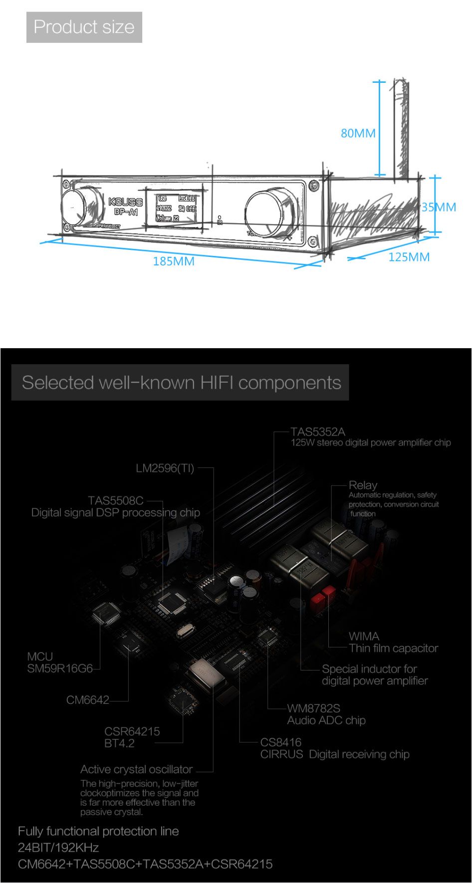 KGUSS-DP-A1-2x120W-bluetooth-42-Lossless-HIFI-24Bit192KHz-Amplifier-with-Remote-Support-USB-Optical--1605269