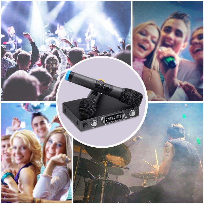 Portable-UHF-2-Channel-Wireless-Microphone-500-599-Mhz-Karaoke-Wedding-Evening-Party-DJ-EU-UK-US-Plu-1468754
