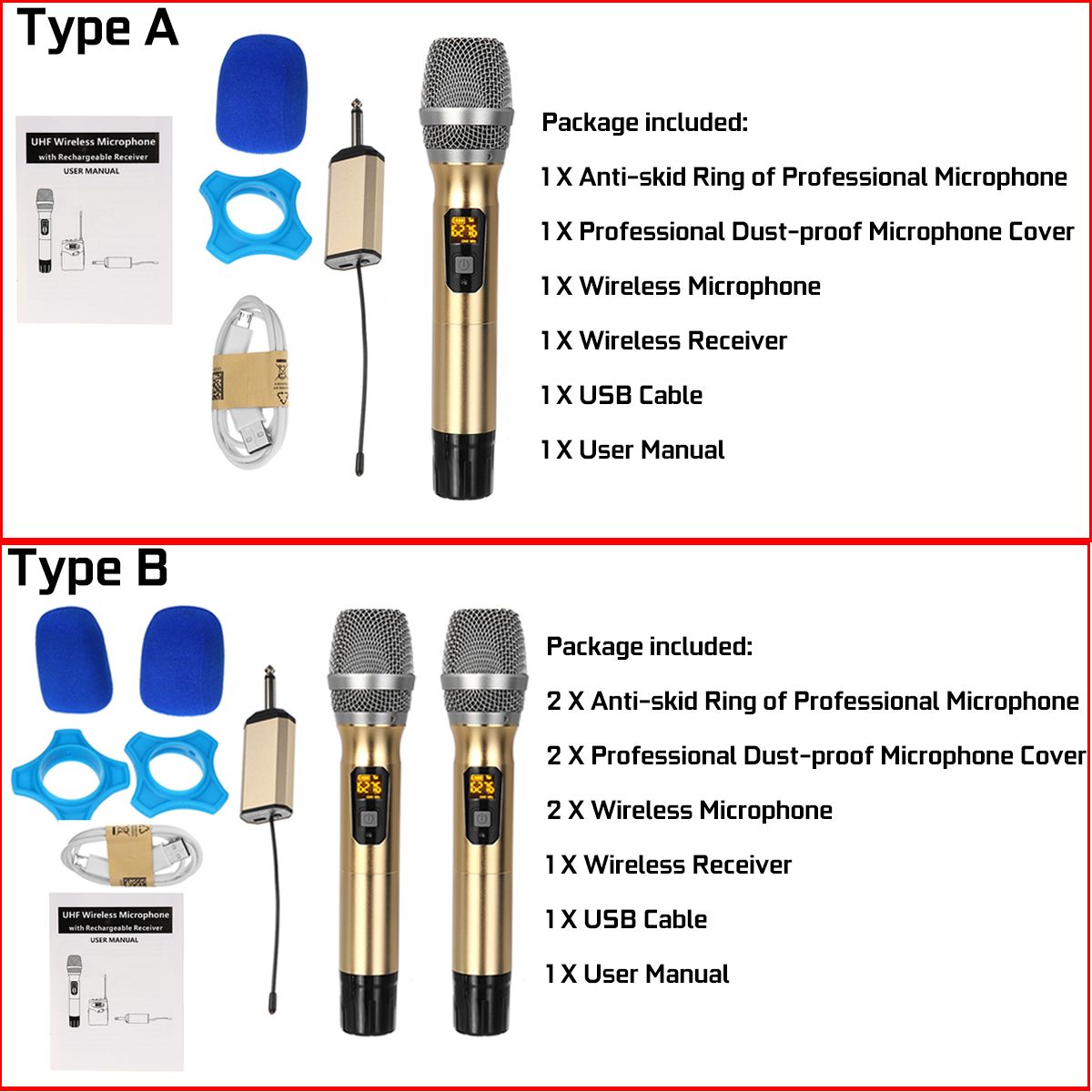 Portable-UHF-Wireless-Microphone-System-2-Handheld-Mics-Speaker-Player-with-Digital-Receiver-for-Sta-1530134