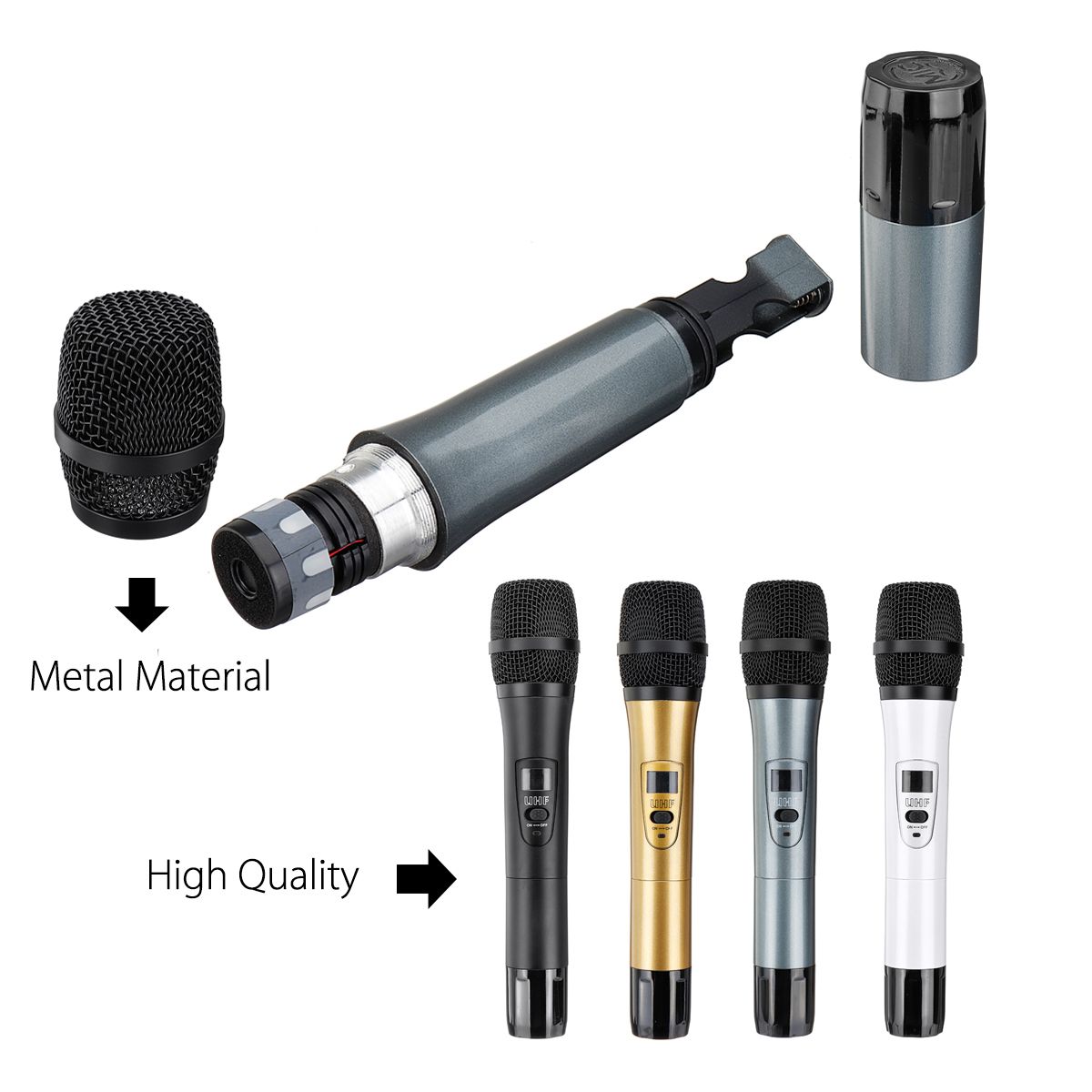 Professional-4-Channel-4-Cordless-Handheld-Mic-UHF-Wireless-Microphone-System-Karaoke-AU-1530093