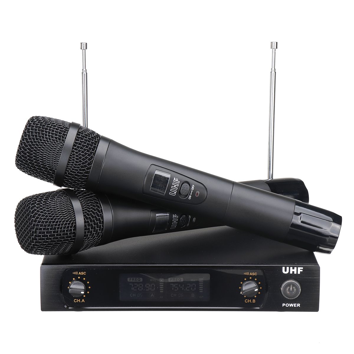 UHF-220-270MHz-Wireless-Microphone-System-Receiver-Dual-Mic-Handheld-Cordless-KTV-Stage-1468898