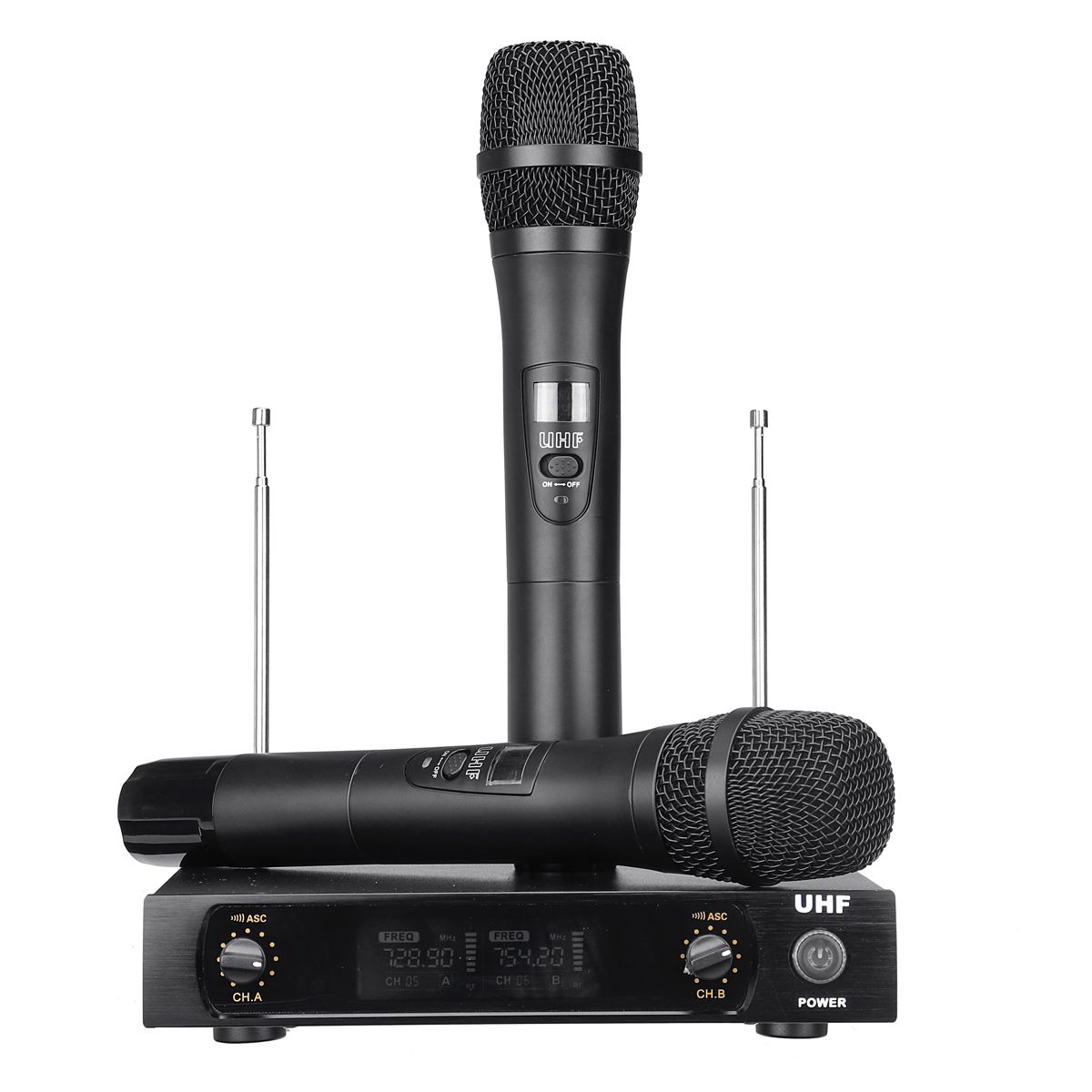 UHF-220-270MHz-Wireless-Microphone-System-Receiver-Dual-Mic-Handheld-Cordless-KTV-Stage-1468898