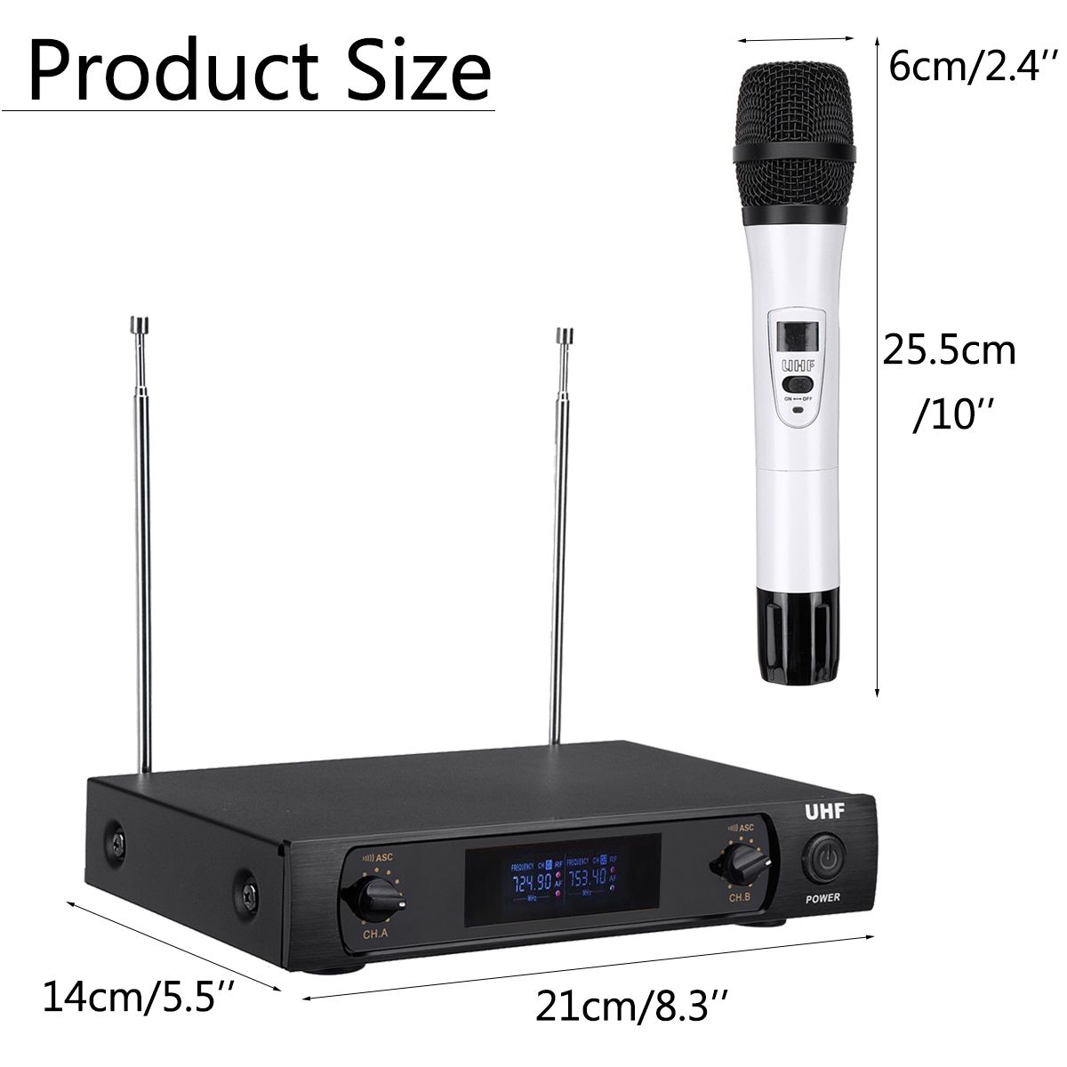 UHF-220-270MHz-Wireless-Microphone-System-Receiver-Dual-Mic-Handheld-Cordless-KTV-Stage-1468898