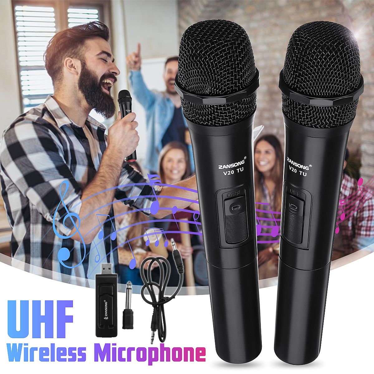 UHF-USB-35mm-635mm-Wireless-Microphone-Megaphone--Mic-with-Receiver-for-Karaoke-Speech-Loudspeaker-1580116