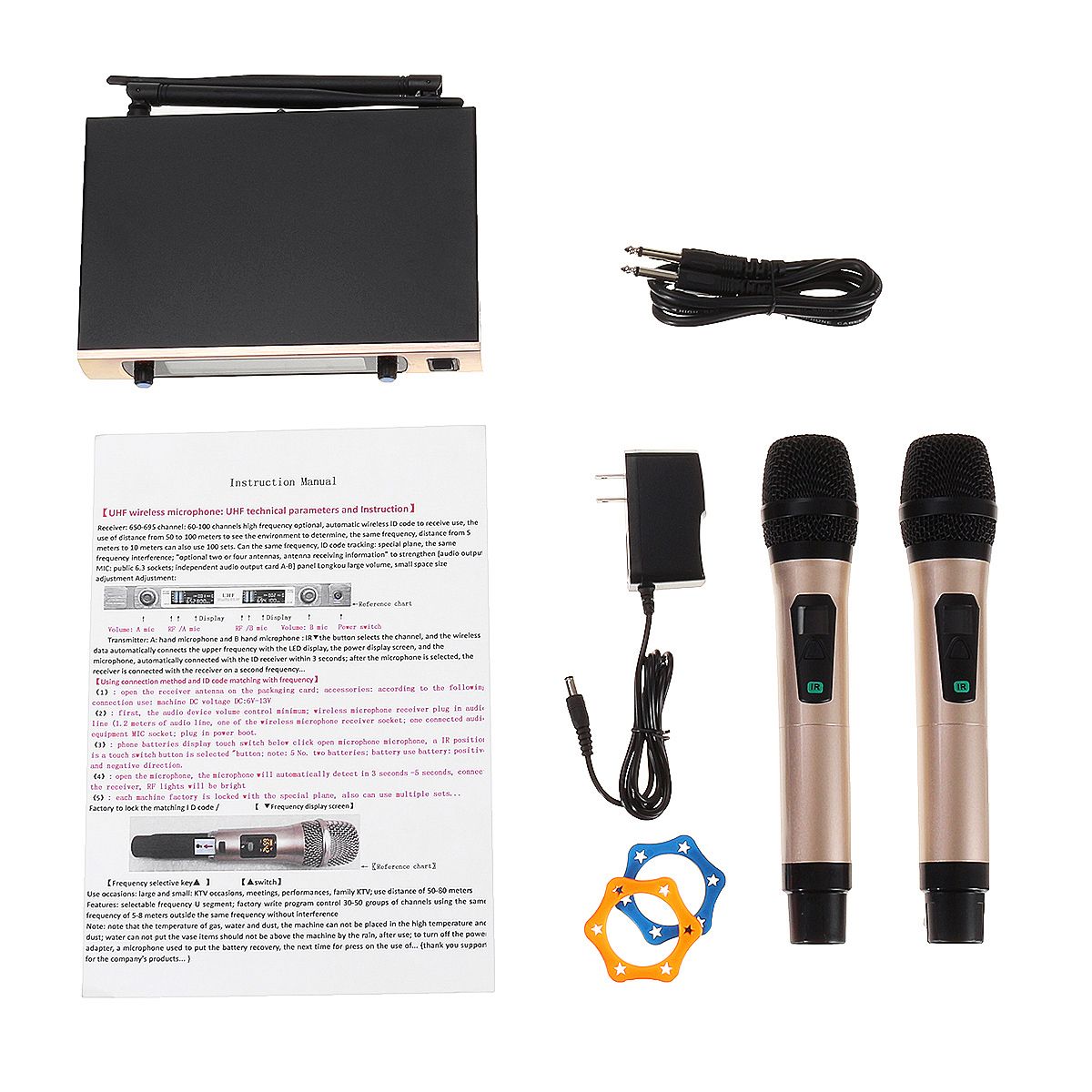 Wireless-Microphone-Mic-System-UHF-2-Channel-Dual-Handheld-Karaoke-1617360