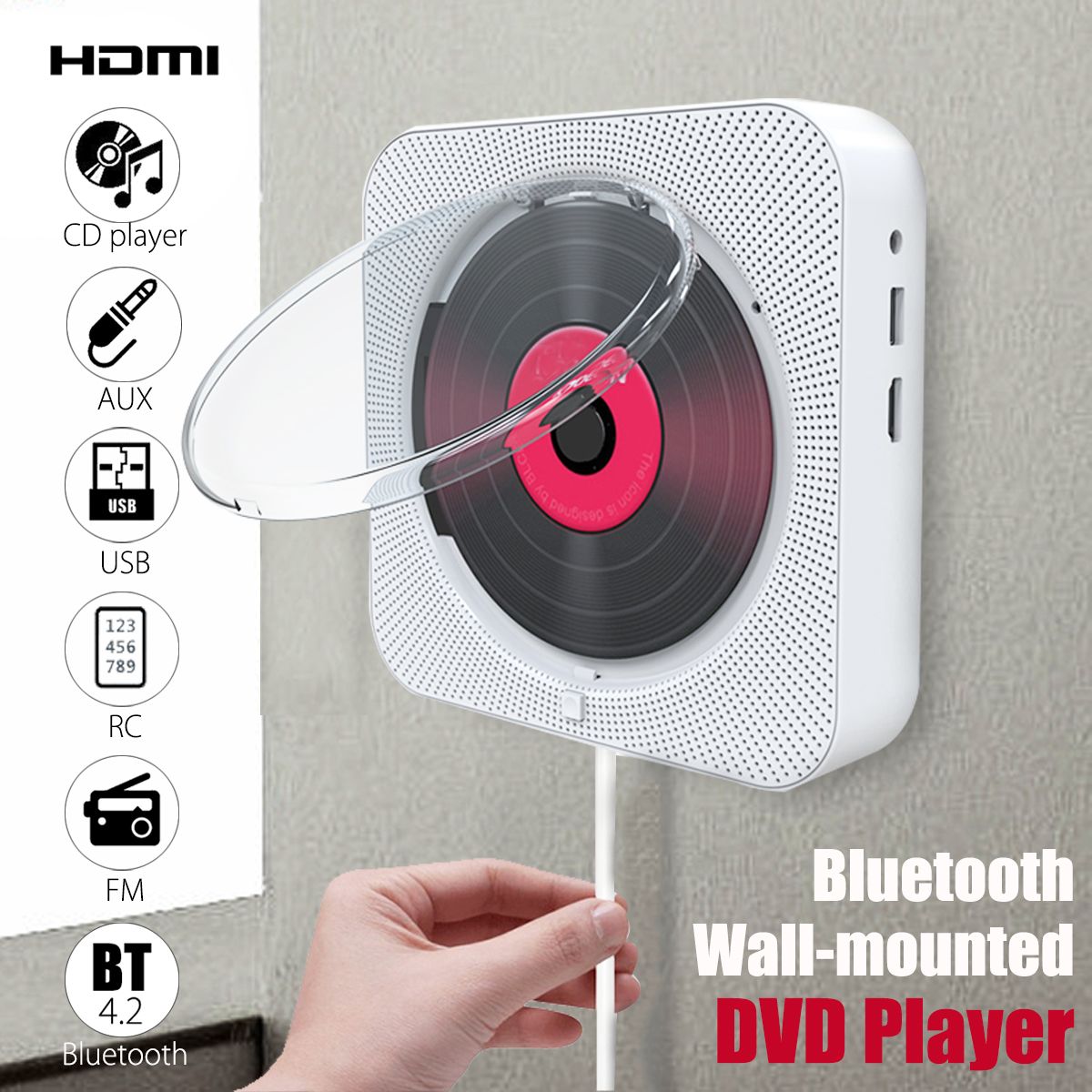 bluetooth-Wall-Mount-Mountable-HD-DVD-Player-Speaker-Remote-Control-FM-Stereo-1402837