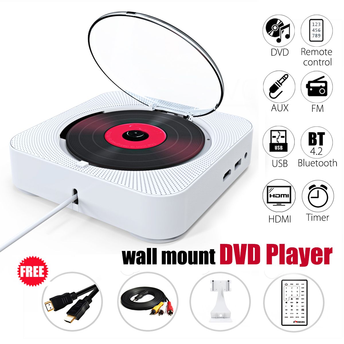 bluetooth-Wall-Mount-Mountable-HD-DVD-Player-Speaker-Remote-Control-FM-Stereo-1402837