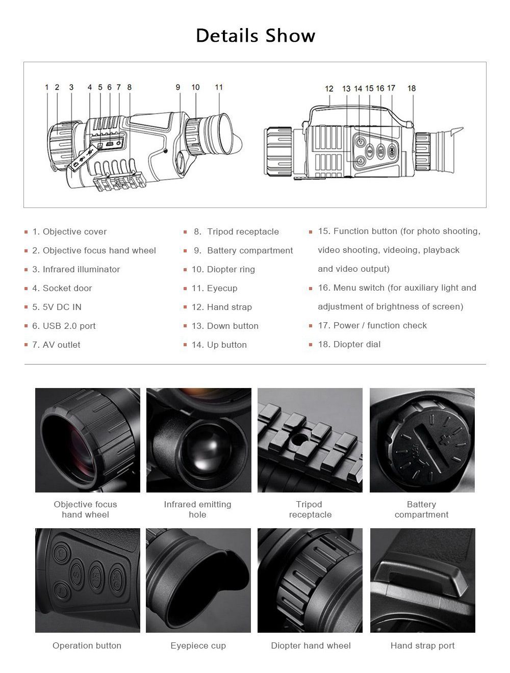 NVI-300-IR-Infrared-Digital-Night-Vision-Wildlife-Observe-Hunting-Telescope-Range-200M-Support-Takin-1707744