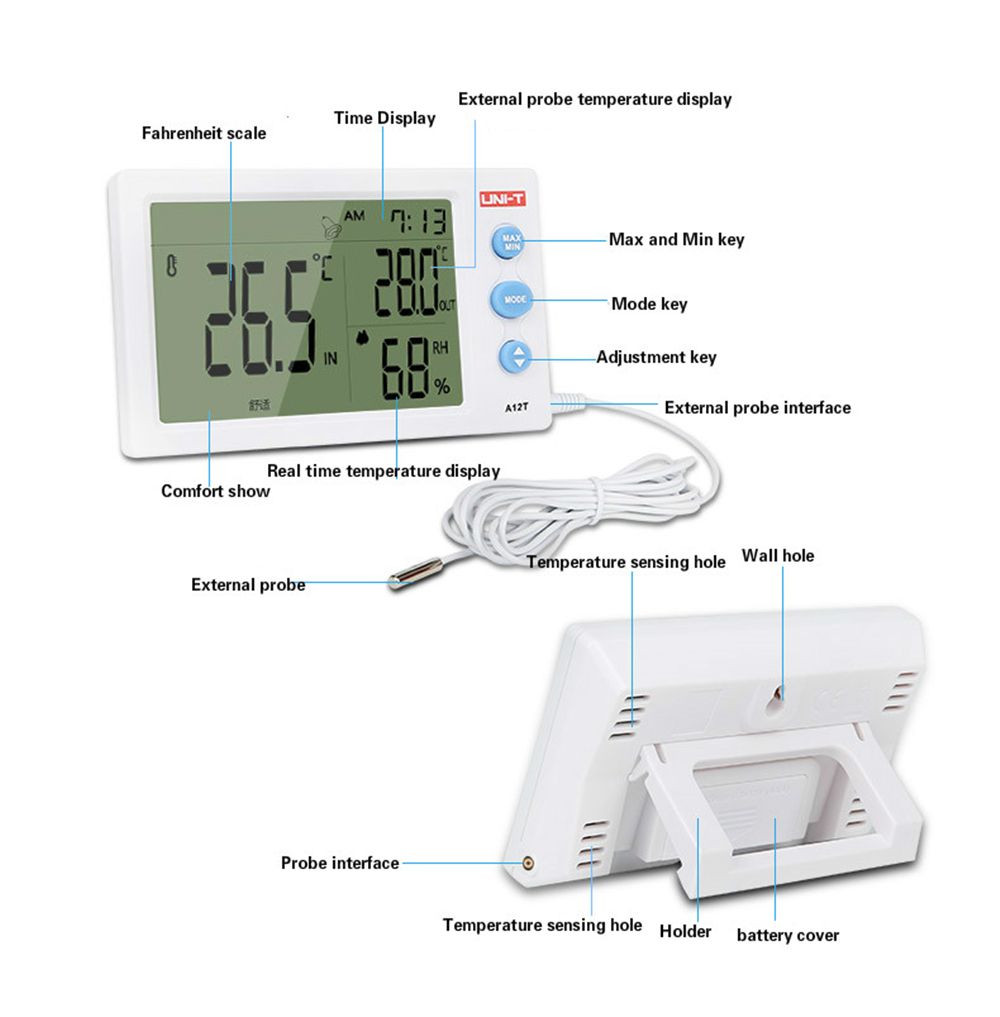 UNI-T-A13T-Digital-Temperature-Thermometer-Indoor-Outdoor-Instrument-Alarm-Clock-Weather-Station-1310672