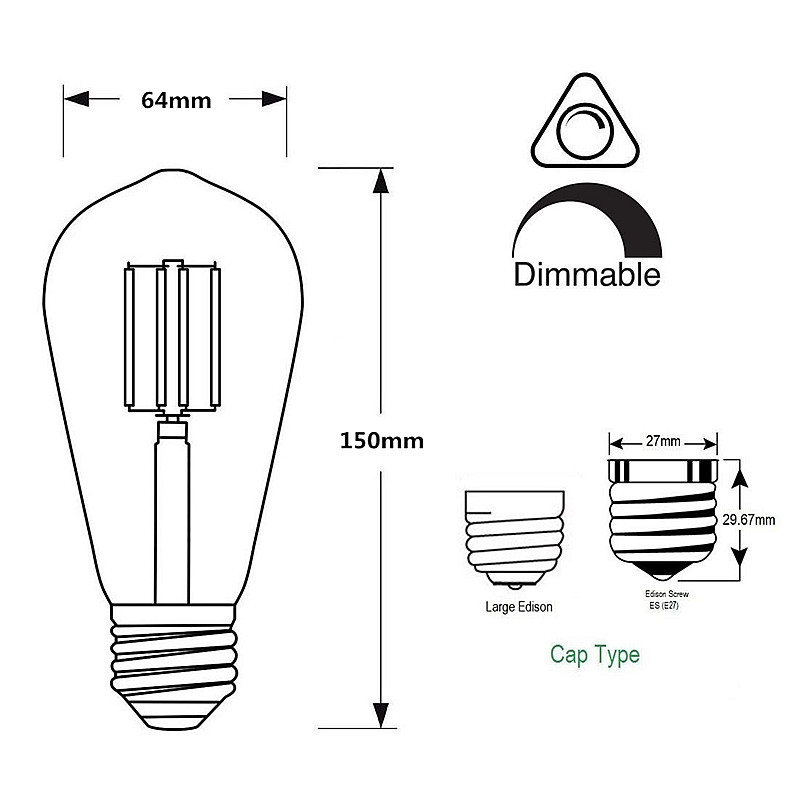 E27-6W-Dimmable-Warm-White-ST64-LED-COB-Vintage-Retro-Filament-Edison-Light-Bulb-AC220V-1291620