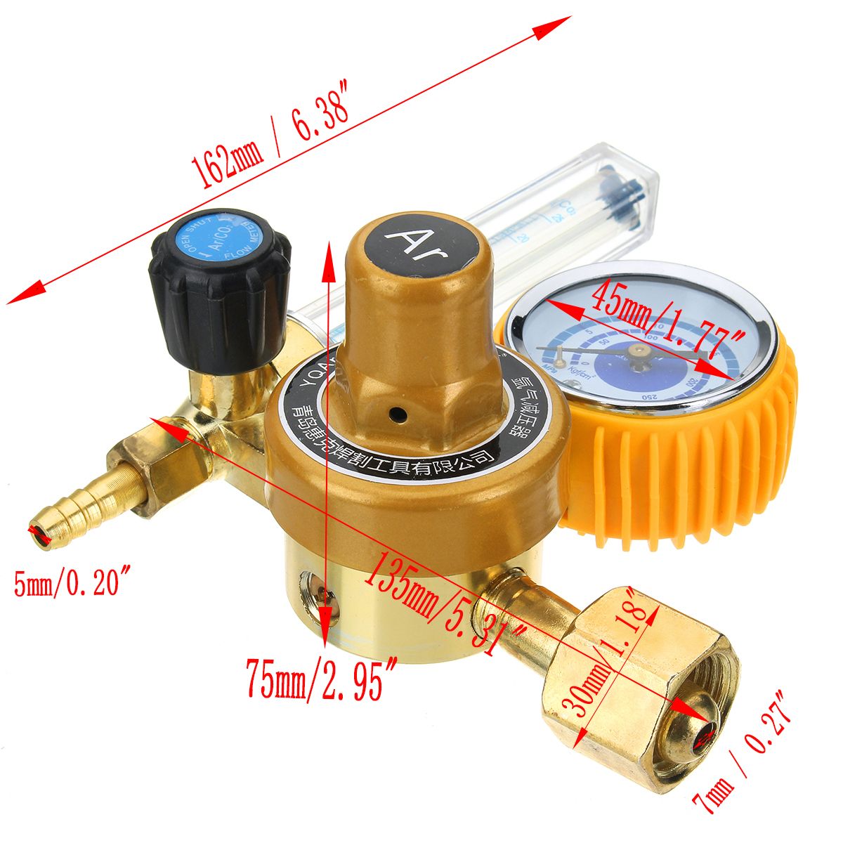 0-25-MPA-Argon-Meter-Mig-Flow-Pressure-Gauge-Gas-ARCO2-Regulators-Welding-Weld-1352975