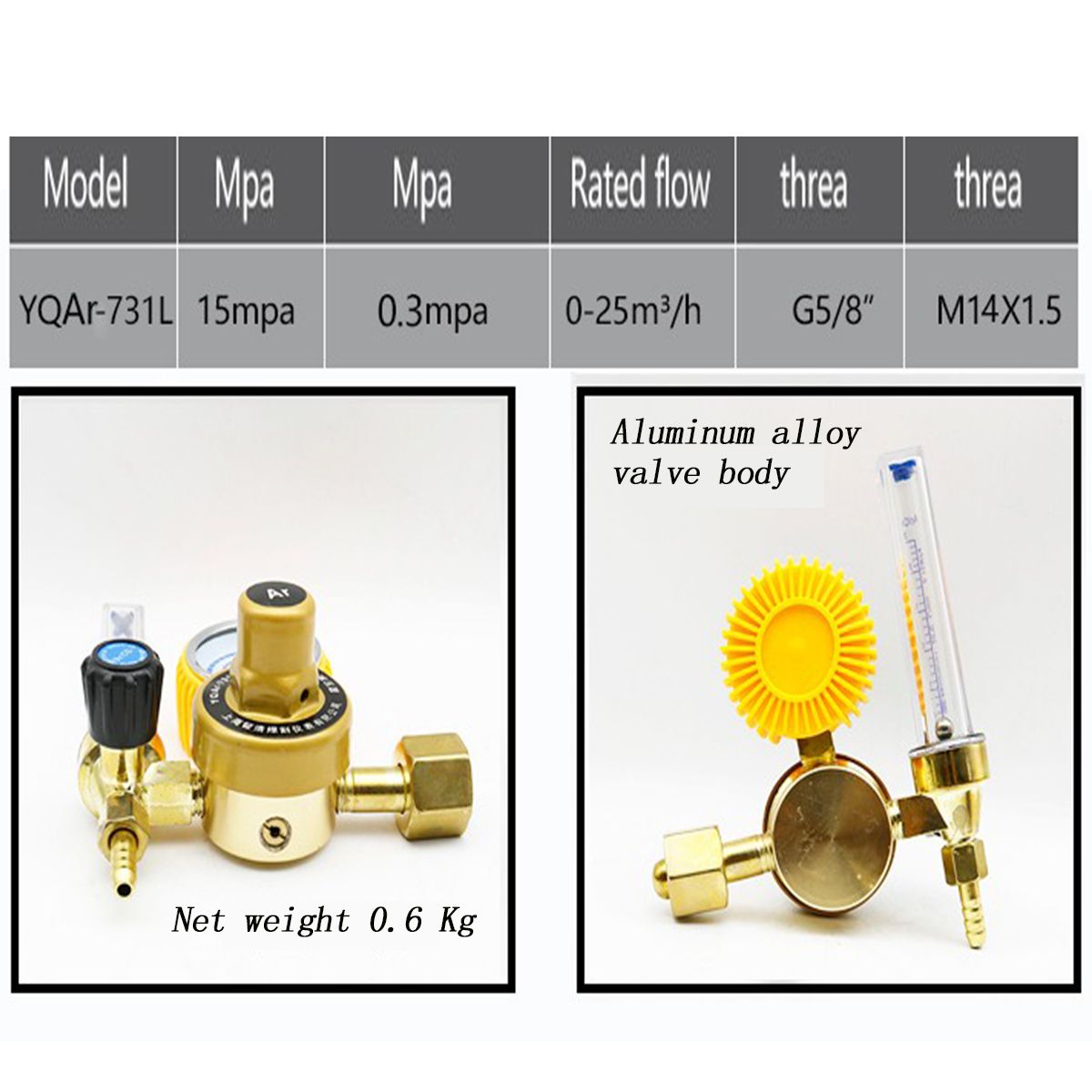 0-25-MPA-Argon-Meter-Mig-Flow-Pressure-Gauge-Gas-ARCO2-Regulators-Welding-Weld-1352975