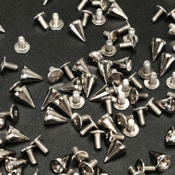 100PCS-DIY-Silver-Metal-Studs-Cone-Punk-Spikes-Spots-Rivet-107mm-1085251