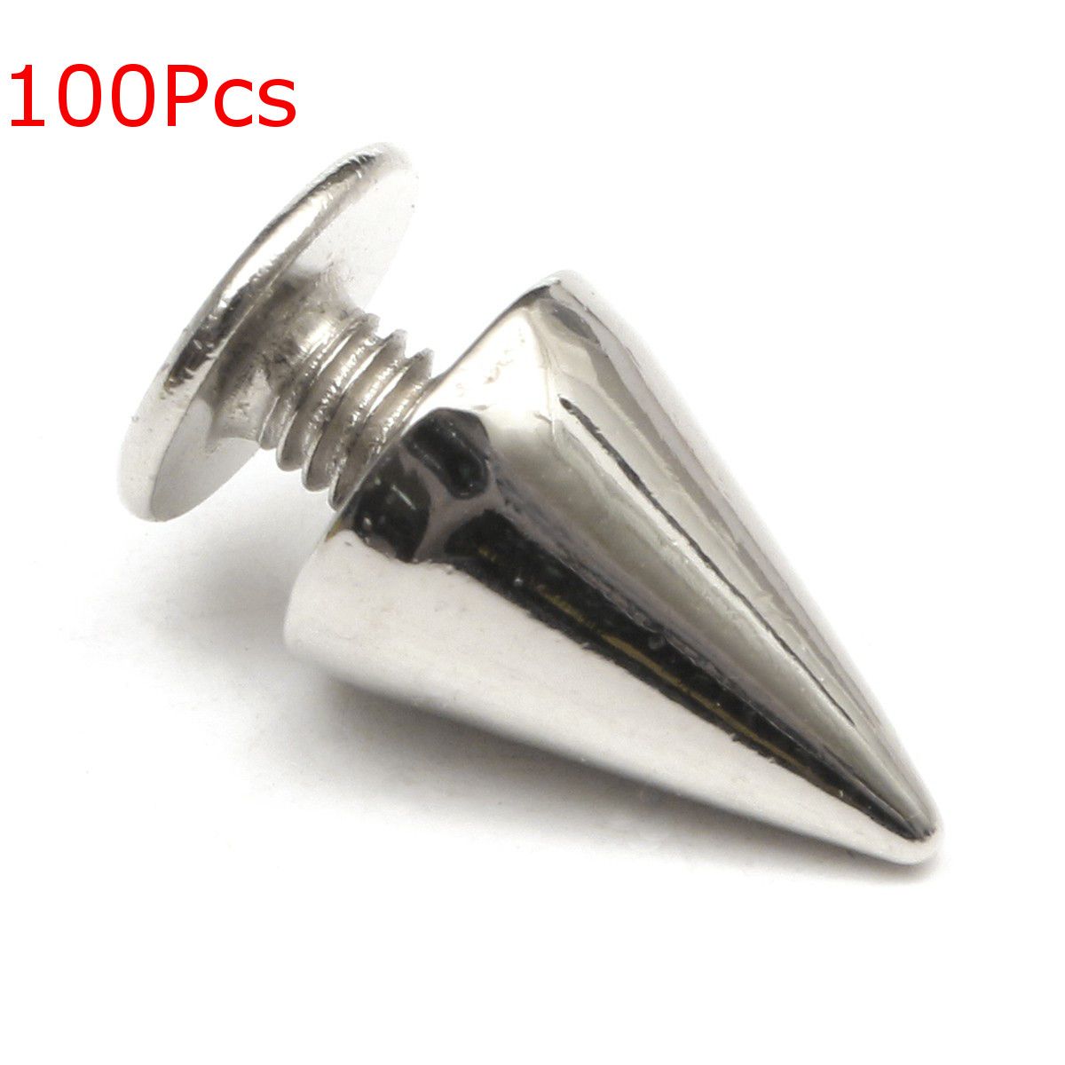 100Pcs-7x10mm-Metal-Silver-Studs-Rivet-Bullet-Spike-Cone-Screw-For-Leather-Craft-1106797