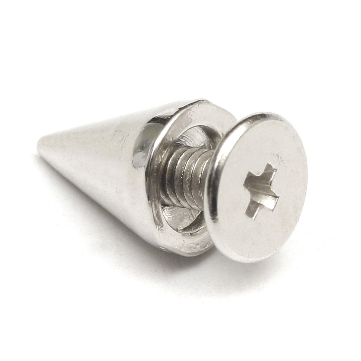 100Pcs-7x10mm-Metal-Silver-Studs-Rivet-Bullet-Spike-Cone-Screw-For-Leather-Craft-1106797