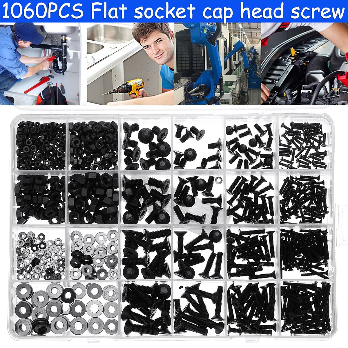 1060Pcs-M2-M3-M4-M5-Socket-Cap-Flat-Button-Head-Bolt-Screws-Hex-Nut-Washer-Set-1761635