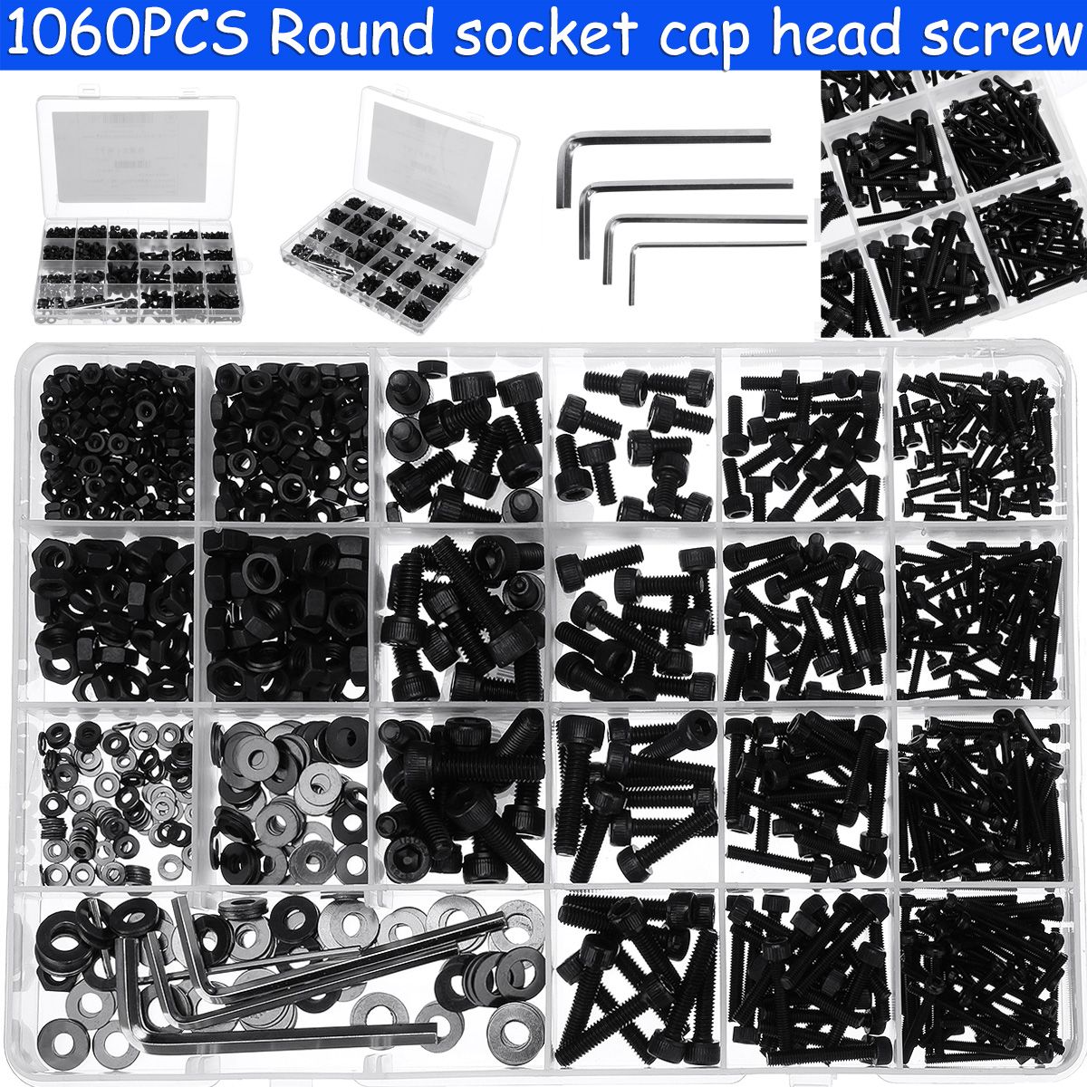 1060Pcs-M2-M3-M4-M5-Socket-Cap-Round-Button-Head-Bolt-Screws-Hex-Nut-Washer-Set-1761632