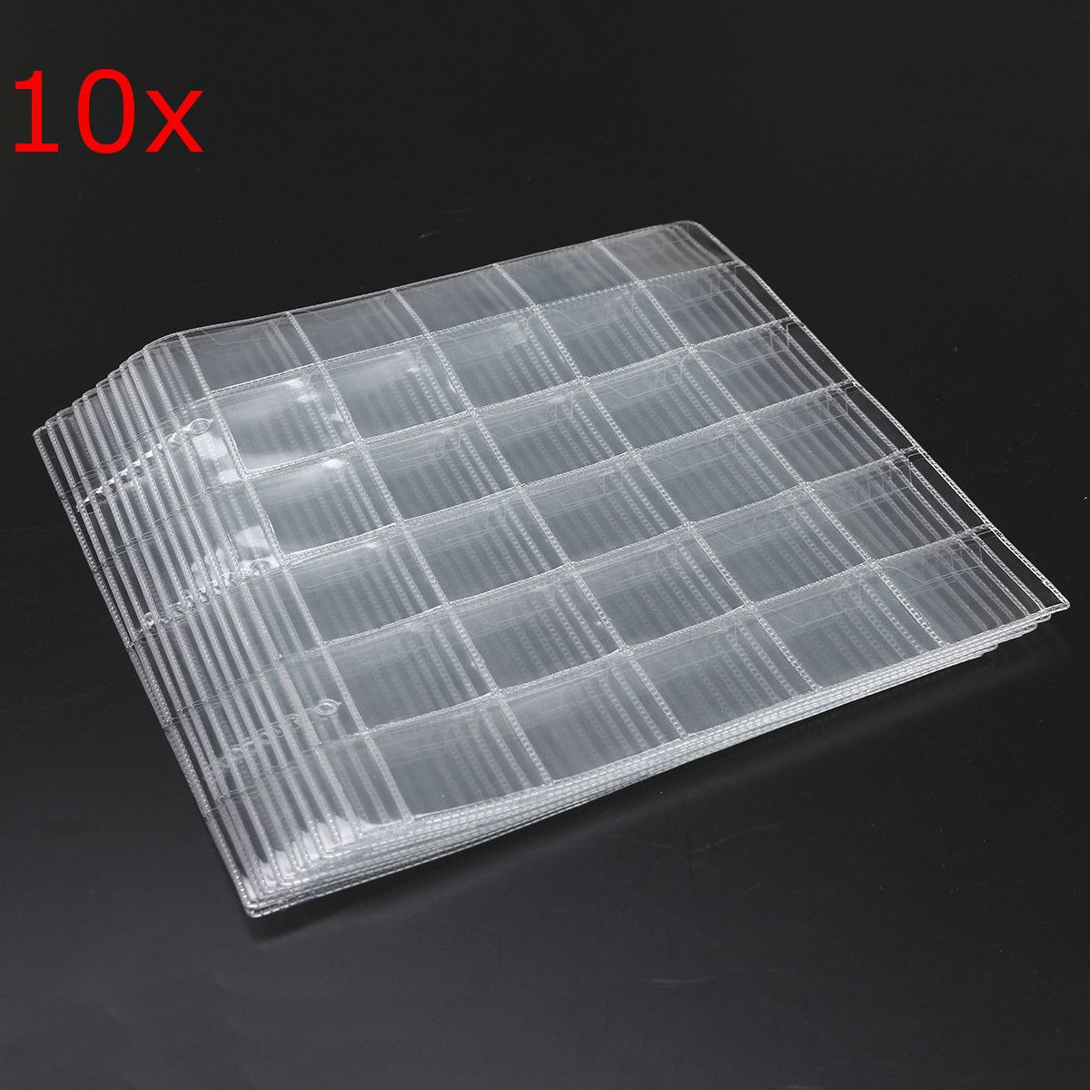 10Pcs-Plastic-Coin-Holders-Collection-Storage-Money-Album-Cases-30-Sections-1107972