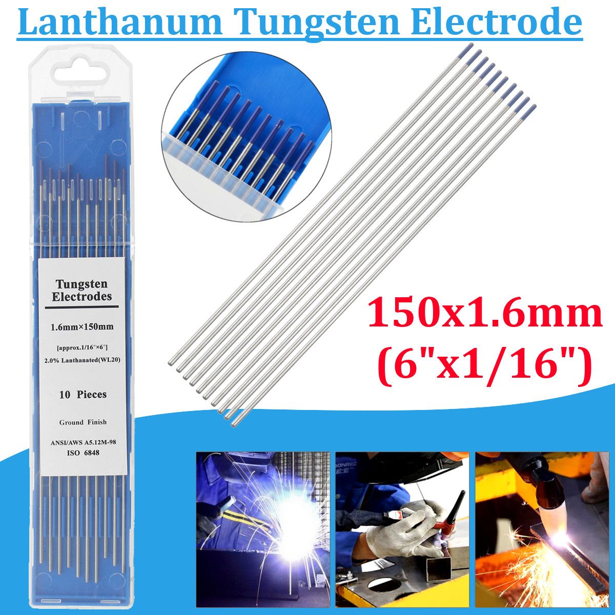 10Pcs-TIG-Welding-Tungsten-Electrodes-2-Lanthanated-116quot-x-6quot-Blue-Tip-WL20-Assorted-Welding-R-1363092
