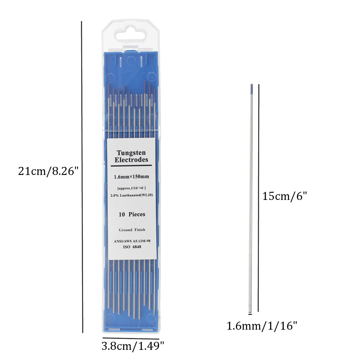 10Pcs-TIG-Welding-Tungsten-Electrodes-2-Lanthanated-116quot-x-6quot-Blue-Tip-WL20-Assorted-Welding-R-1363092