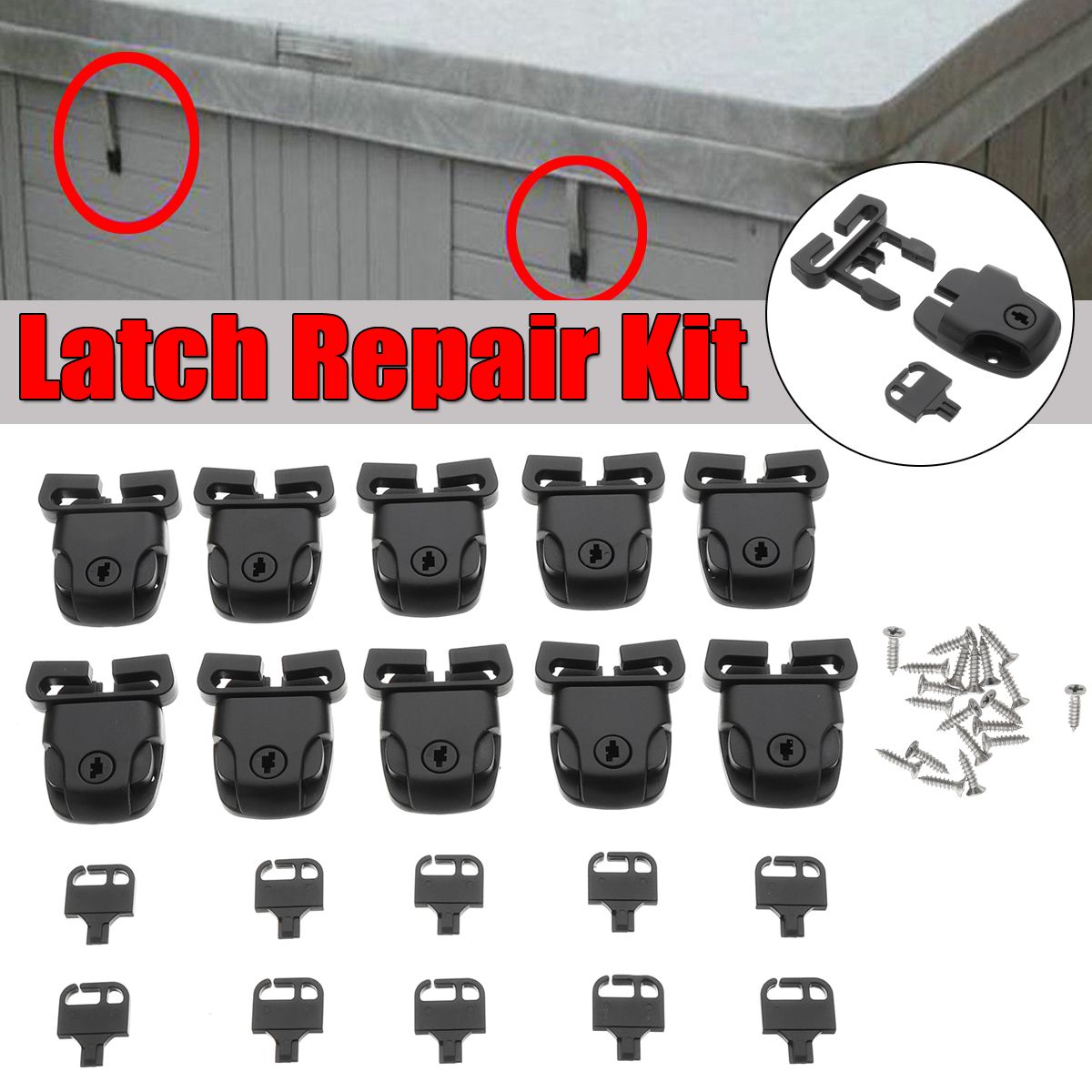 10PcsSet-Spa-Hot-Tub-Cover-Broken-Latch-Repair-Kit-Clip-Lock-Key-and-Hardware-with-Screw-1589060
