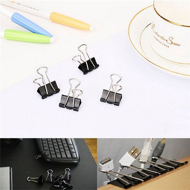 12PCS-19mm-Metal-Black-Binder-Spring-Clips-Paper-Filing-Grip-Clamps-1051705