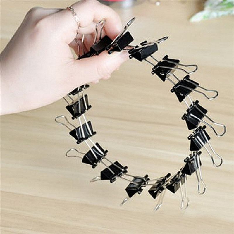 12PCS-19mm-Metal-Black-Binder-Spring-Clips-Paper-Filing-Grip-Clamps-1051705