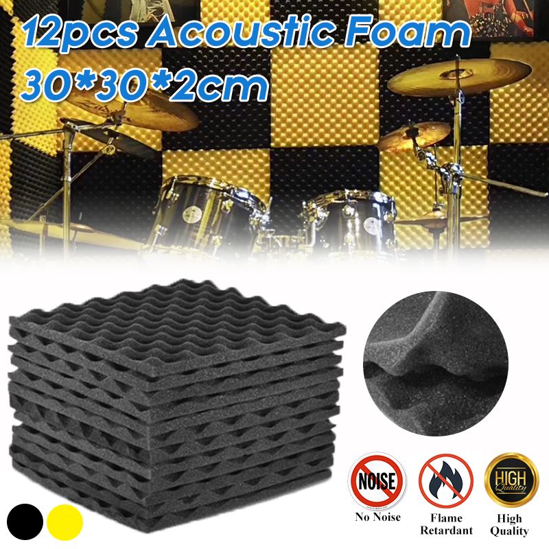 12pcs-Studio-Acoustic-Foam-Sound-Absorbtion-Proofing-Panels-Tiles-Wedge-30X30CM-1702593