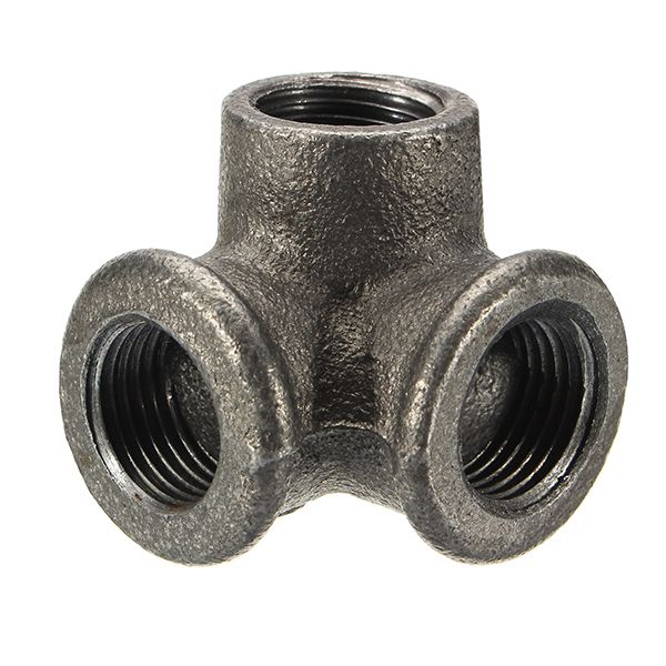 12quot-34quot-1quot-3-Way-Pipe-Fittings-Malleable-Iron-Black-Elbow-Tee-Female-Connector-1140683
