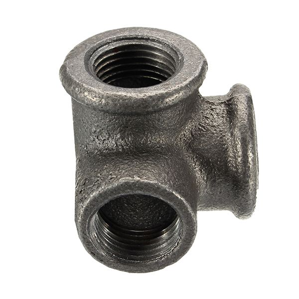 12quot-34quot-1quot-3-Way-Pipe-Fittings-Malleable-Iron-Black-Elbow-Tee-Female-Connector-1140683