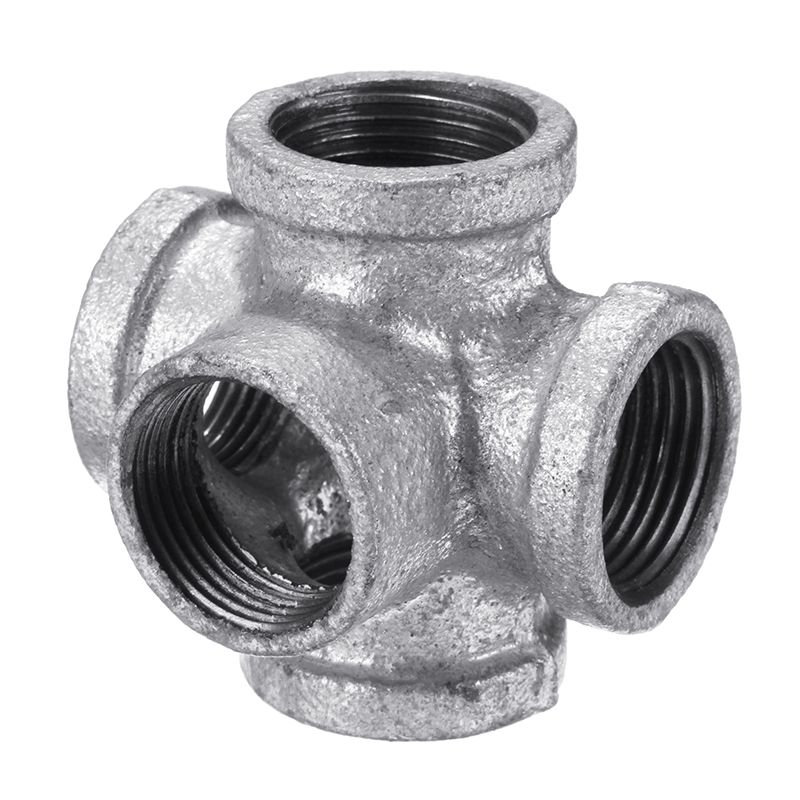 12quot-34quot-1quot-5-Way-Pipe-Fitting-Malleable-Iron-Galvanized-Outlet-Cross-Female-Tube-Connector-1273125