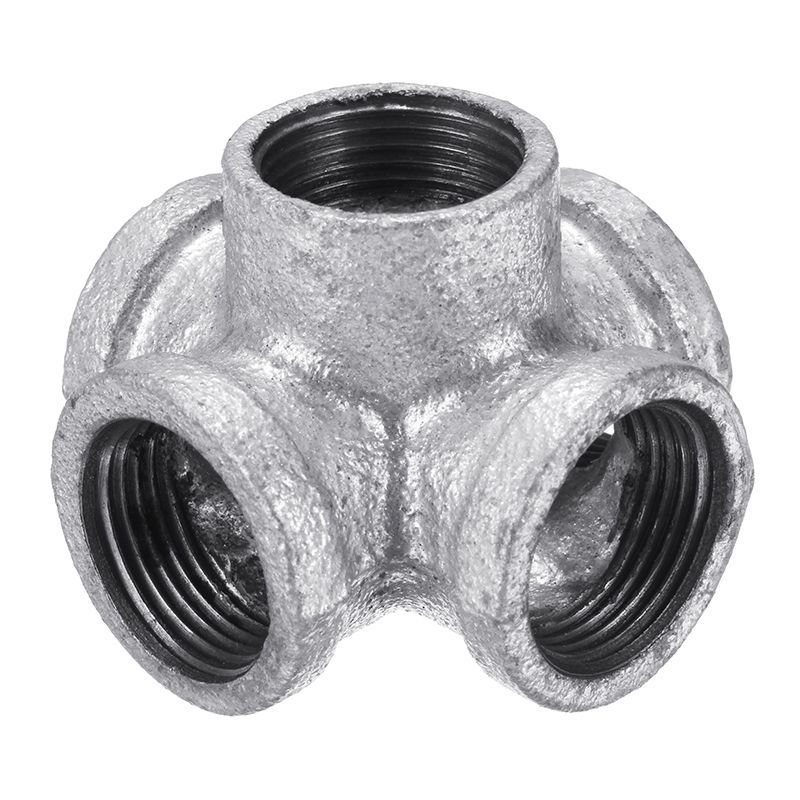 12quot-34quot-1quot-5-Way-Pipe-Fitting-Malleable-Iron-Galvanized-Outlet-Cross-Female-Tube-Connector-1273125