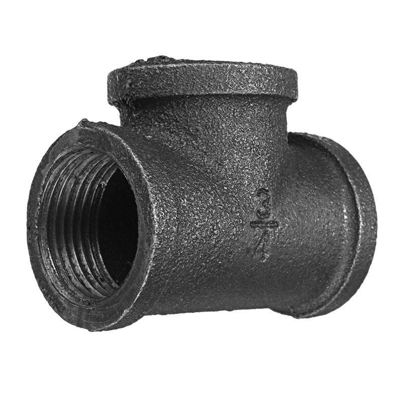 12quot-34quot-1quot-Equal-Tee-3-Way-Pipe-Malleable-Iron-Black-Pipes-Fittings-Female-Tube-Connector-1275310