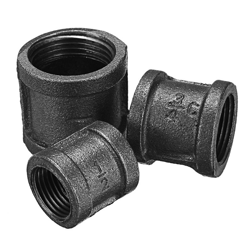 12quot-34quot-1quot-Straight-Malleable-Iron-Connector-Female-Coupling-Banded-Ends-Black-Pipe-Fitting-1275309