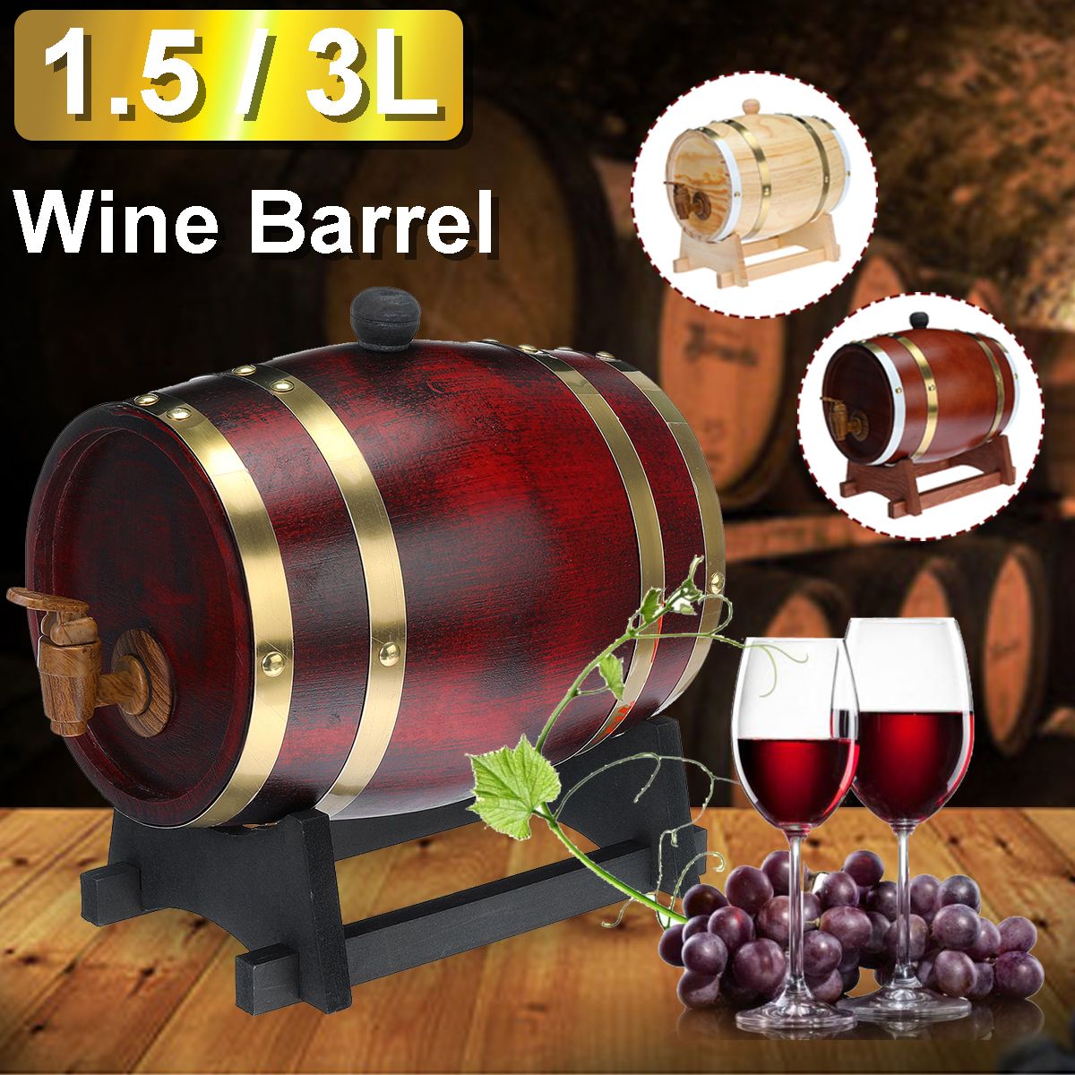 153L-Wood-Barrel-Oak-Brewing-Vintage-Keg-Wines-Whiskey-Home-Storage-Holder-1744767