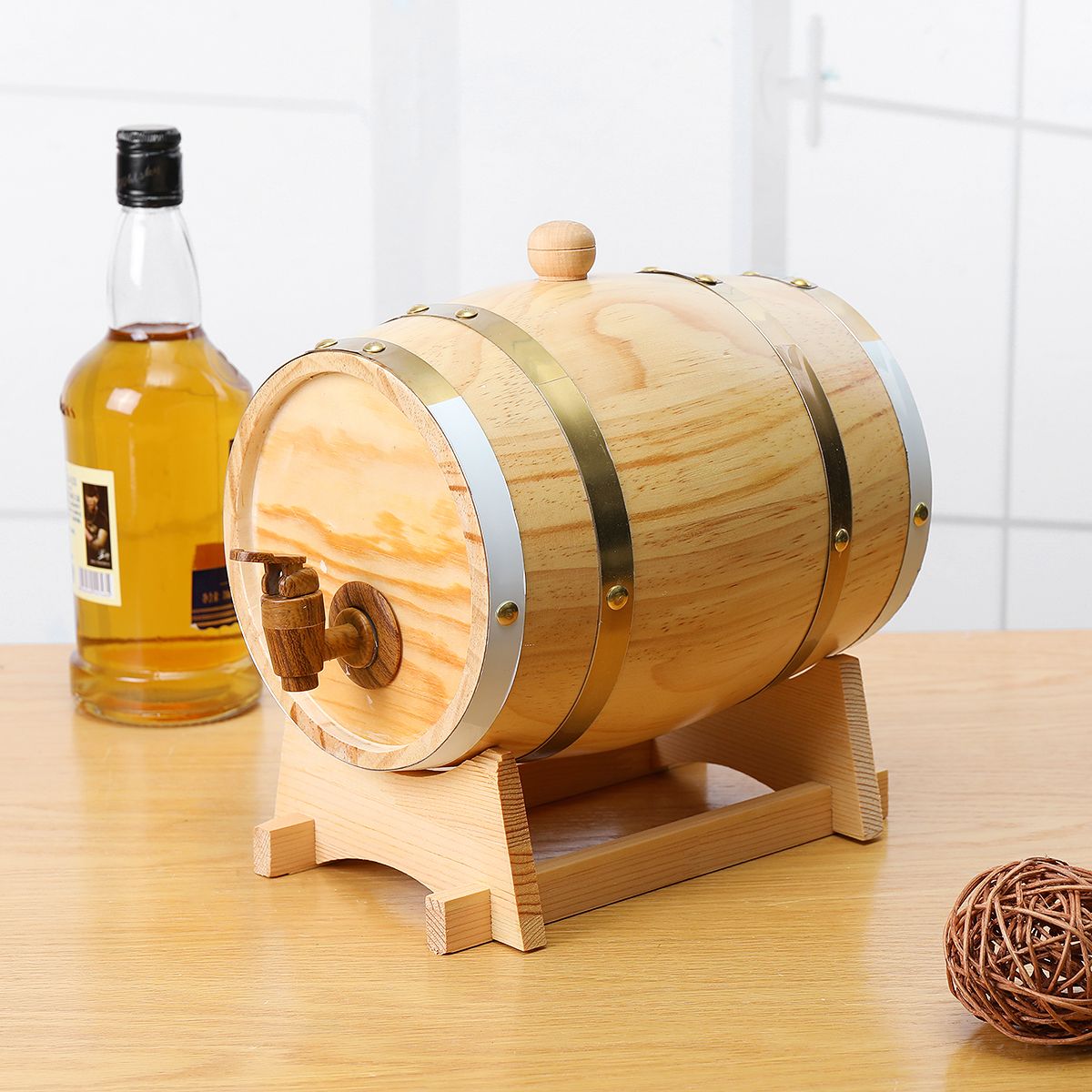 153L-Wood-Barrel-Oak-Brewing-Vintage-Keg-Wines-Whiskey-Home-Storage-Holder-1744767