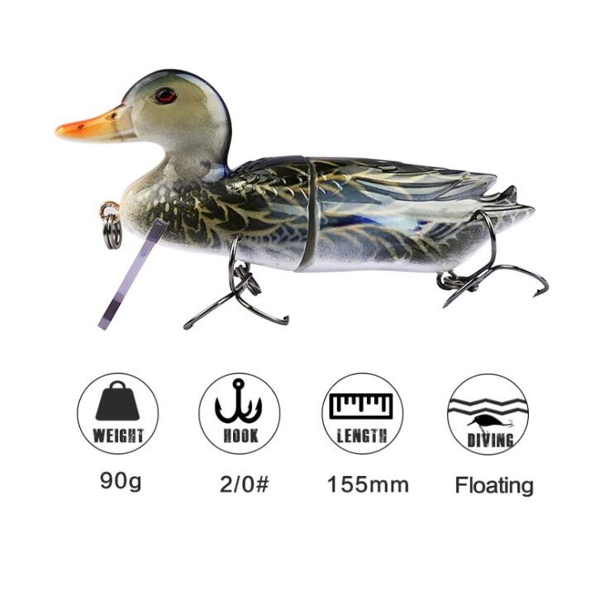 15cm-Topwater-Fishing-Lure-Duck-Floating-Treble-Hooks-For-BassPikeCatfishMusk-1494864