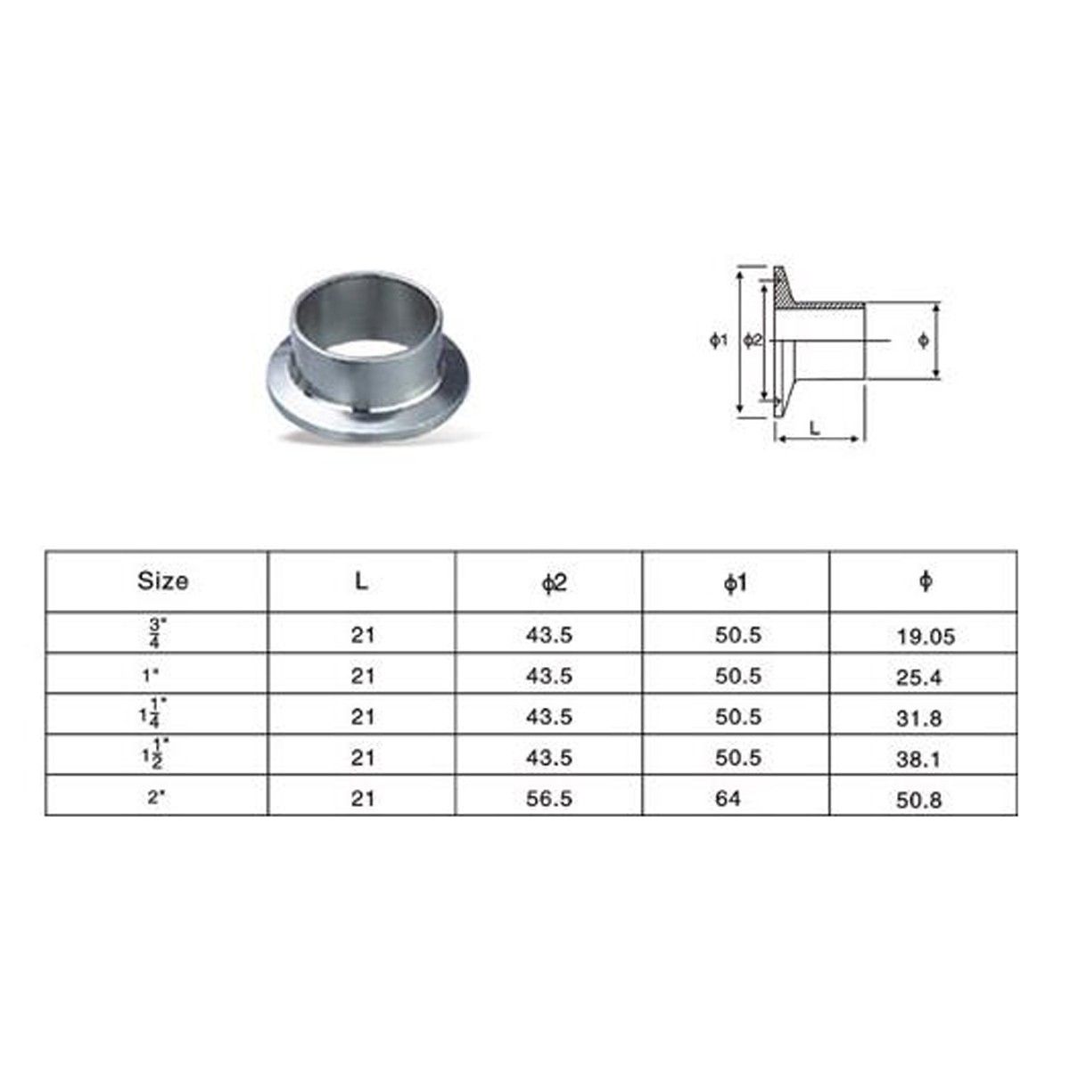 192532384550mm-Sanitary-Pipe-Weld-Ferrule-Set-Gasket-Tri-Clamp-OD-1293677