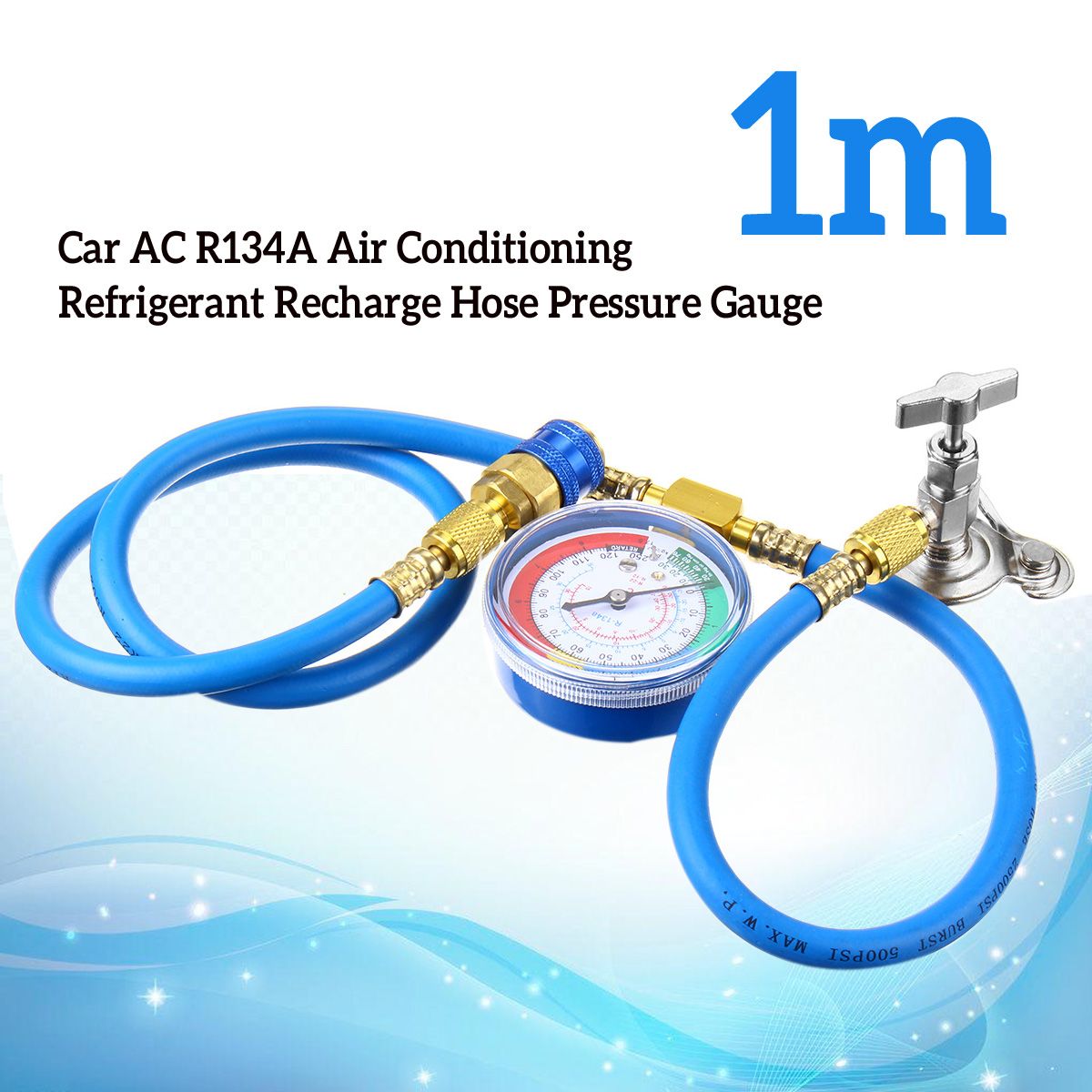 1M-Car-Van-Air-Conditioning-Universal-Charging-Hose-Pressure-Gauge-AC-R134A-1564075