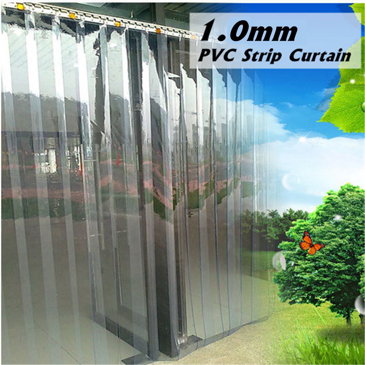2001801cm-PVC-Plastic-Strip-Curtains-Freezer-Room-Door-Strip-Kit-Hanging-Rail-1370765