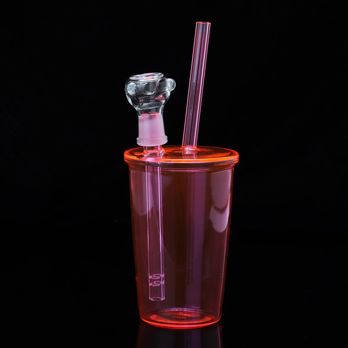 205mm807quot-Water-Glass-Pipe-Straw-Bottle-Glassware-Clear-Pink-1462096