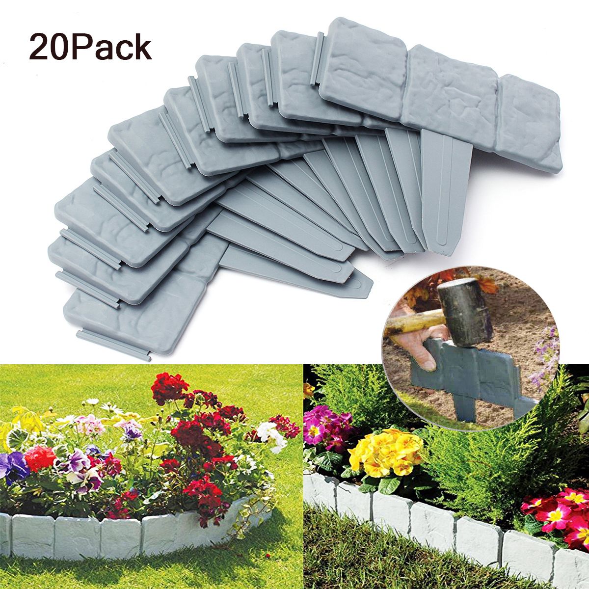 20Pcs-Garden-Fence-Edging-Cobbled-Stone-Effect-Plastic-Lawn-Edging-Plant-Border-Decorations-1349118