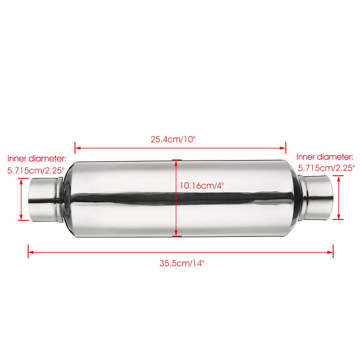 225quot-InletOutlet-Stainless-Steel-Universal-Exhaust-Turbine-Muffler-Resonator-1589052