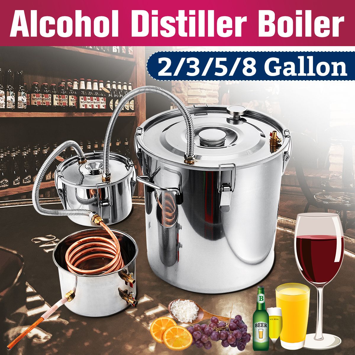 2358-Gallons--Moonshine-Still-Spirits-Kit-Water-Alcohol-Distiller-Copper-Tube-Boiler-Home-Brewing-Ki-1667164