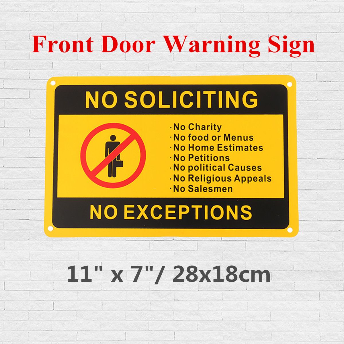 28x18cm-No-Soliciting-No-Exceptions-Front-Door-Sign-Security-Warning-Sticker-Waterproof-1386793