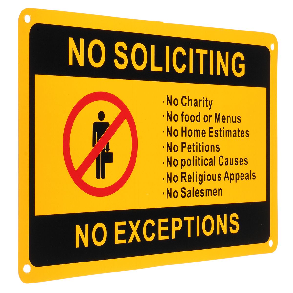 28x18cm-No-Soliciting-No-Exceptions-Front-Door-Sign-Security-Warning-Sticker-Waterproof-1386793