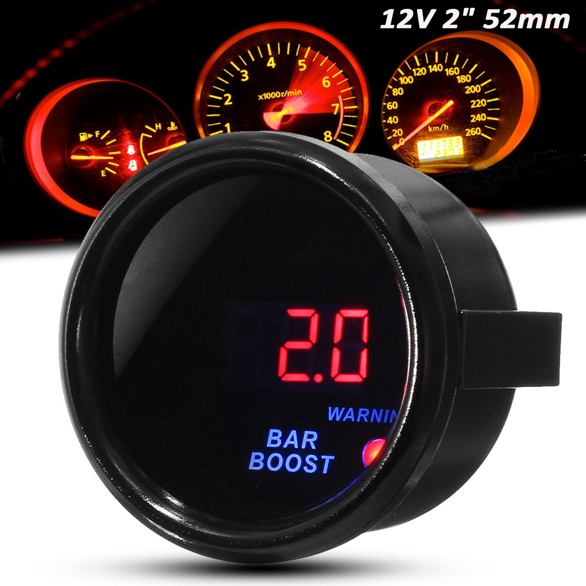 2quot-52mm--12-BAR-Turbocharger-Boost-Gauge-Digital-LED-Display-Black-Face-Car-Meter-with-Sensor-1537928
