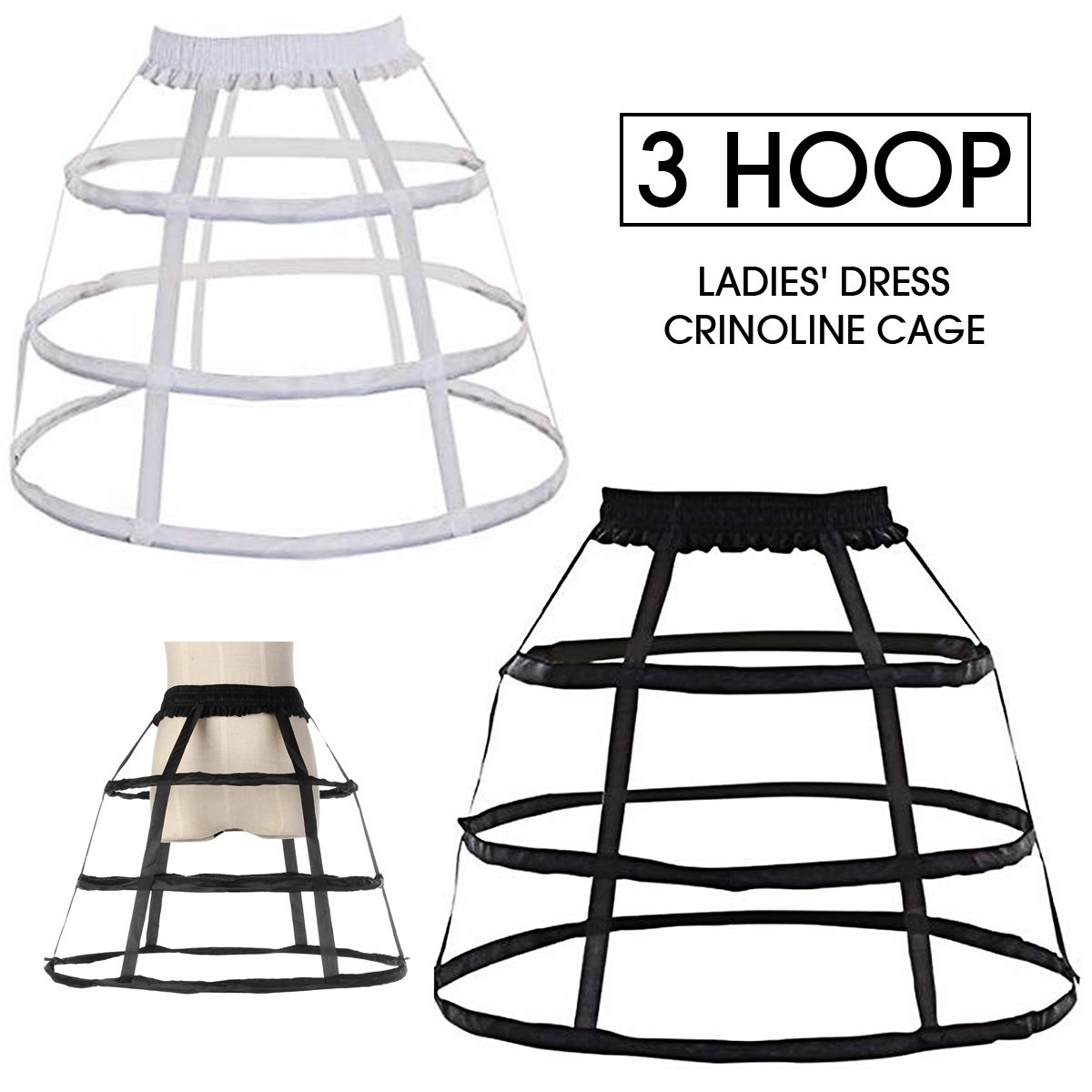 3-Hoop-Ladies-Dress-Crinoline-Cage-Bustle-Casual-Petticoat-Adjustable-Pannier-1575306