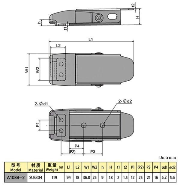 304-Stainless-Steel-Concealed-Toggle-Latch-Safety-Catch-Non-Locking-Spring-Loaded-1141160