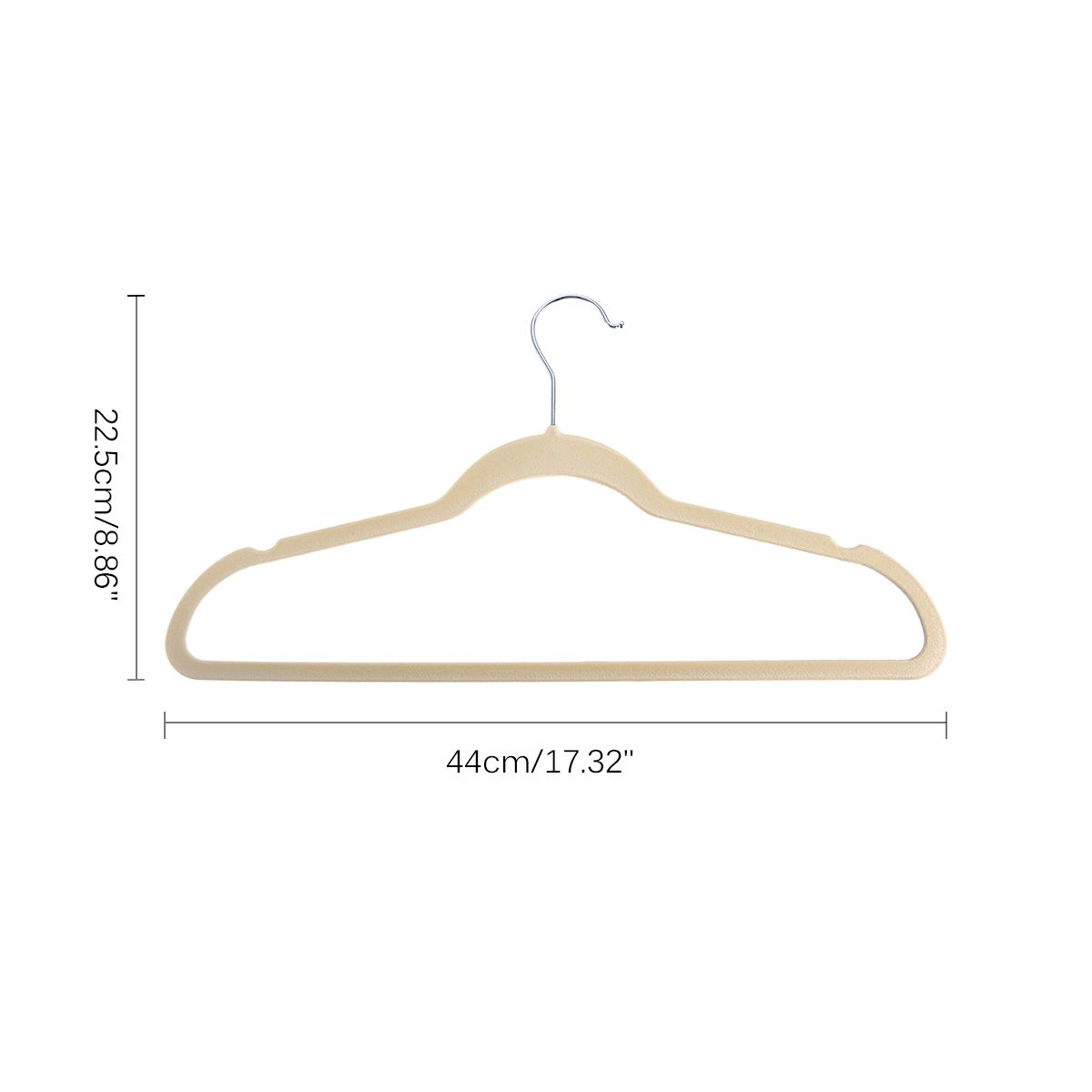 30Pcs-Beige-Thin-Space-Saving-Velvet-Hanger-Nonslip-Coat-Cloth-Hanger-360-Heavy-Duty-10-Clips-1368046